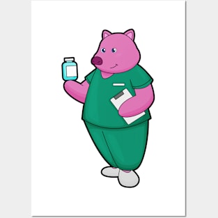 Pig as Nurse with Medicine Posters and Art